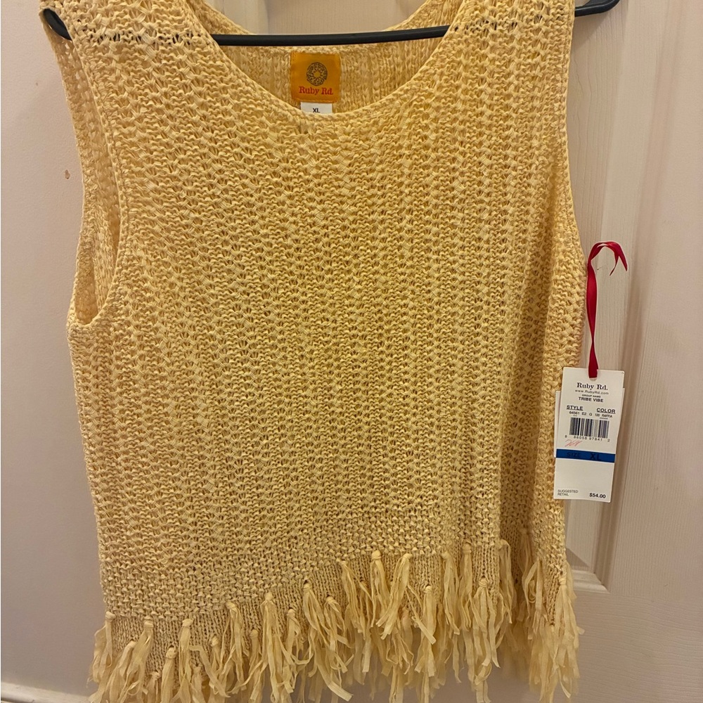 Ruby Rd. Yellow Fringe Tank Top - Picture 2 of 3